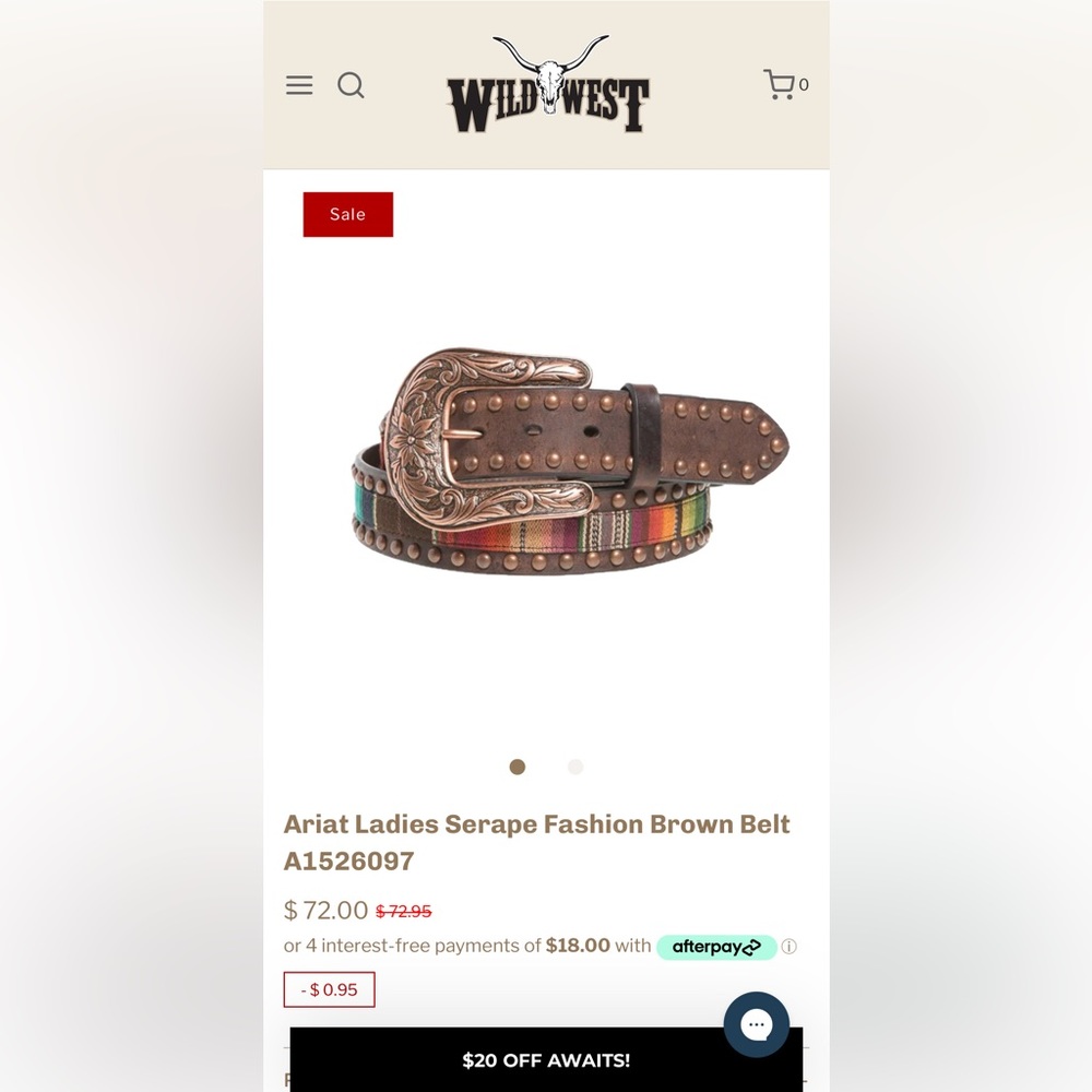 Ariat women’s brown belt A1526097